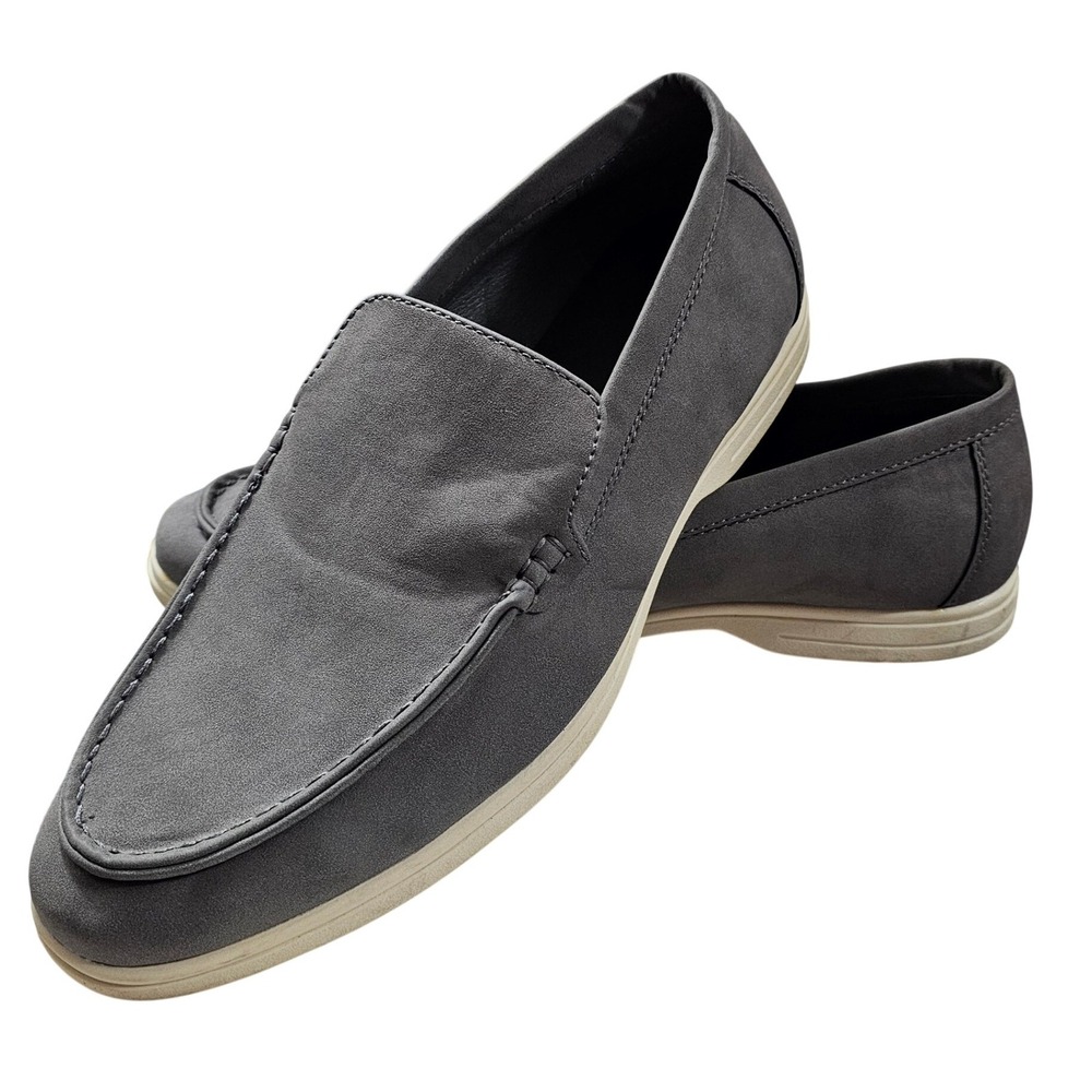 Alfani Porter Grey Faux Suede Memory Foam Slip On Loafers Preppy Resort 10M